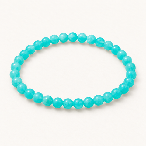 Bracelet en amazonite des États-Unis - Perles de 6 mm sur fond Nacre MilAura