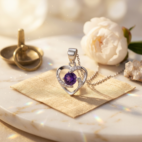Pendentif Améthyste Argent Rhodié