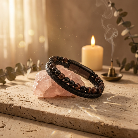 Bracelet Homme Œil de Taureau Noir Onyx A