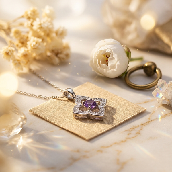 Pendentif Améthyste Argent Rhodié