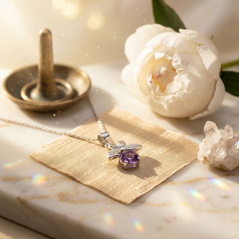 Pendentif Améthyste Argent Rhodié