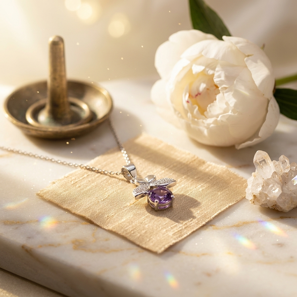 Pendentif Améthyste Argent Rhodié
