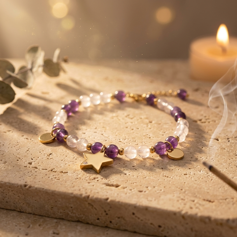 Bracelet Améthyste Doré