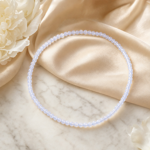 Collier calcédoine bleue AA 4 mm