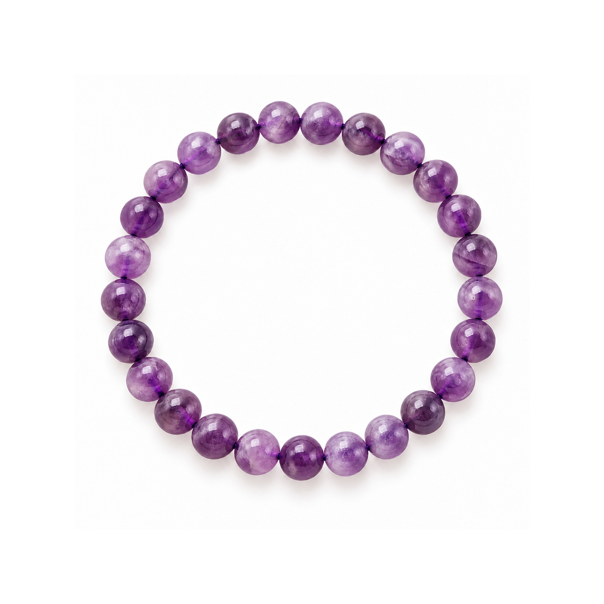 Bracelet en améthyste 6 mm taille 0 : boucle vue de dessus