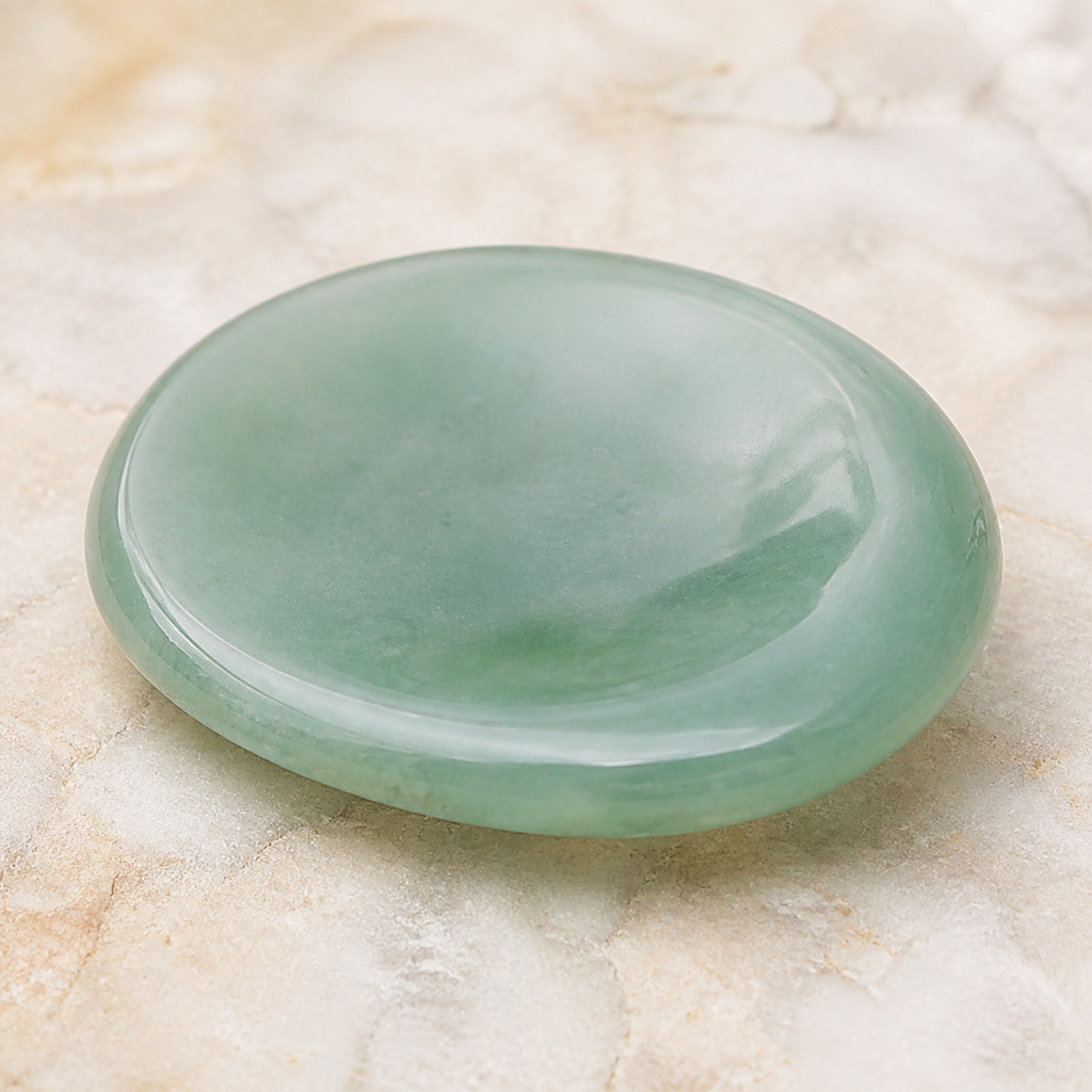 Macro de la pierre naturelle de pierre roulée en aventurine verte - galet 45 à 50 mm