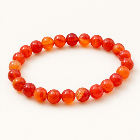 Bracelet en agate bandée - Perles de 8 mm sur fond Nacre MilAura