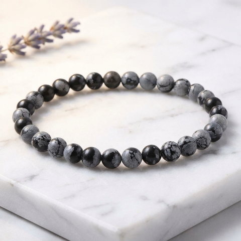 Bracelet Obsidienne Flocon de Neige — Photo produit
