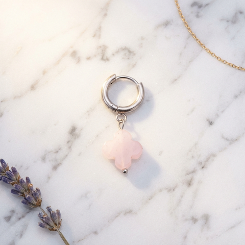 Boucles d'Oreilles Quartz Rose — Photo produit