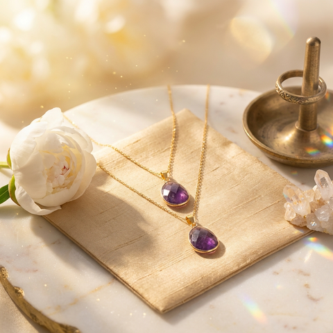 Pendentif Serti Ovale Améthyste