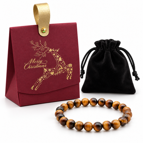 Écrin de Noël Confiance, bracelet en œil de tigre : Composition du cadeau