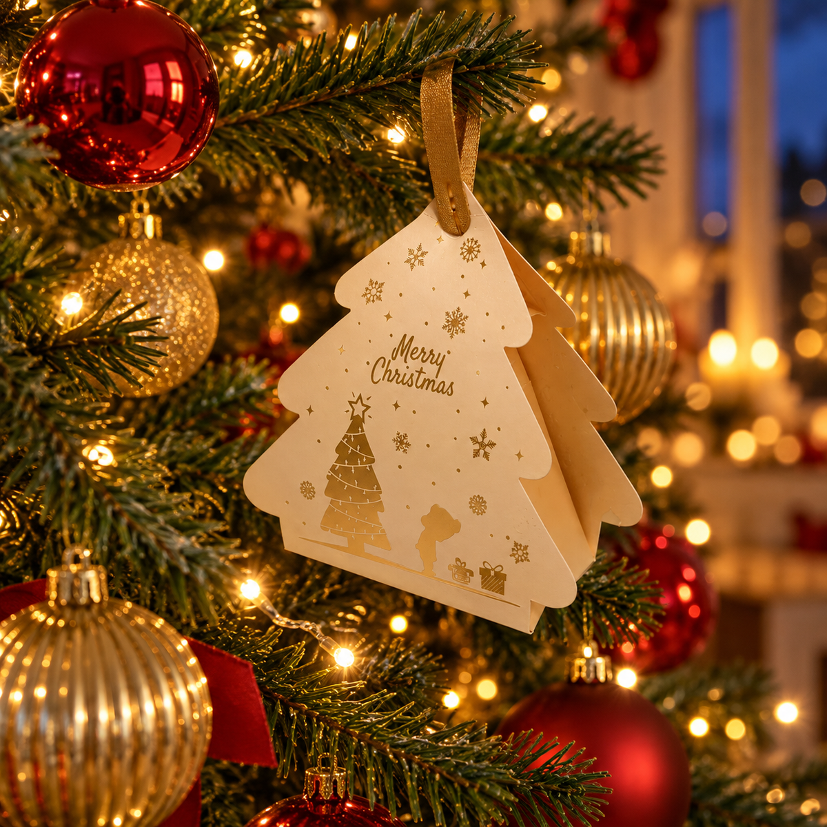 Écrin de Noël Équilibre, bracelet en béryls : Dans le sapin décoré