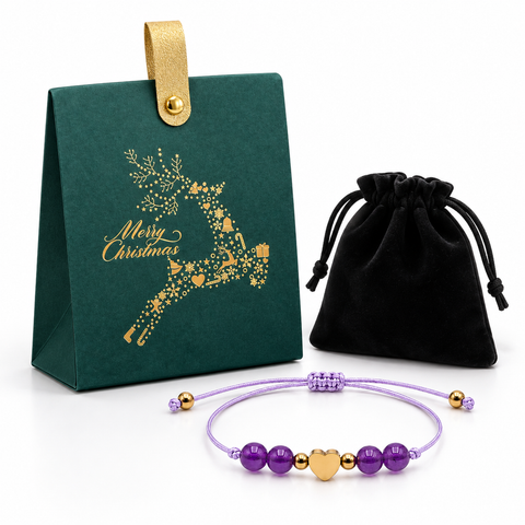 Écrin de Noël Sérénité, bracelet en améthyste : Composition du cadeau