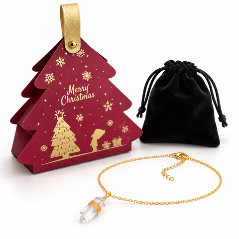 Écrin de Noël Harmonie, collier en cristal de roche : Composition du cadeau