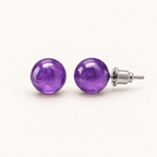 Boucles d'oreilles puces en améthyste - 8 mm