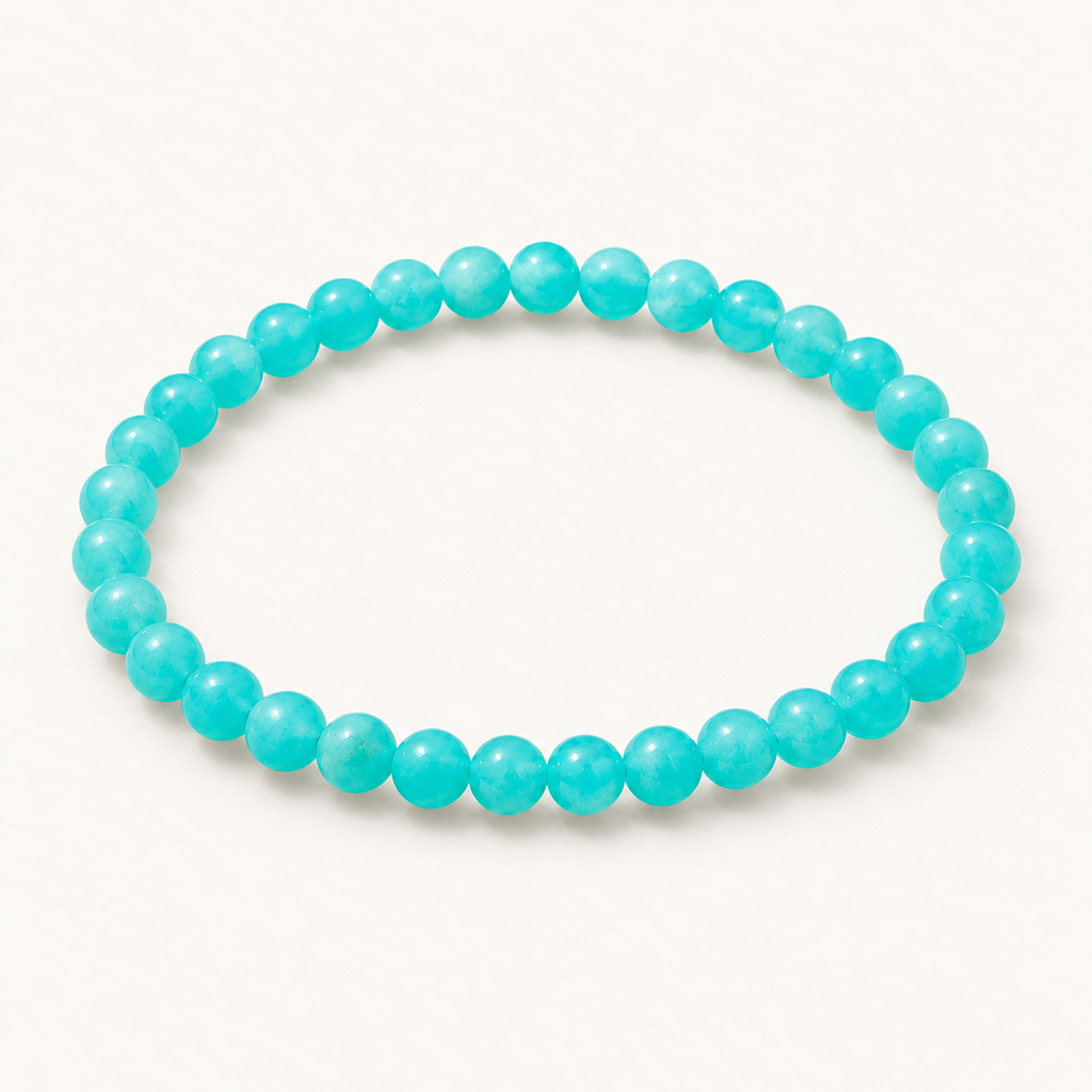 Bracelet en amazonite des États-Unis - Perles de 6 mm sur fond Nacre MilAura