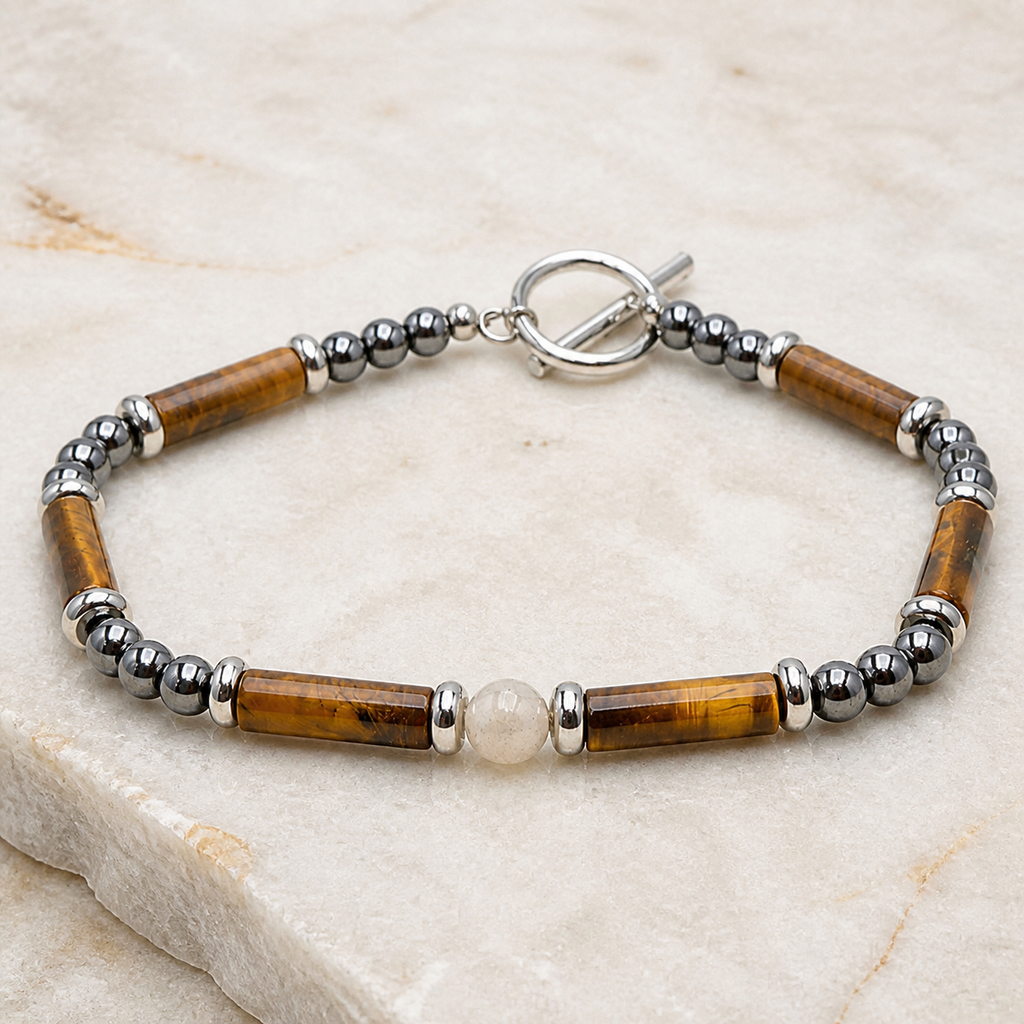 Bracelet Légende en labradorite, œil de tigre et hématite