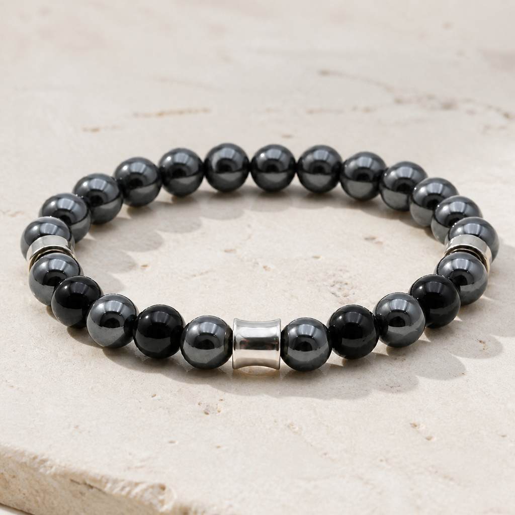 Bracelet Kahel en onyx et hématite, vue complète