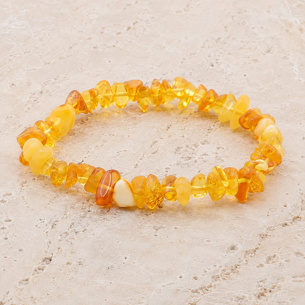 Bracelet baroque en ambre jaune - 16 à 18 cm