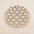 Plaque Fleur de Vie ajourée en bois - 10 cm