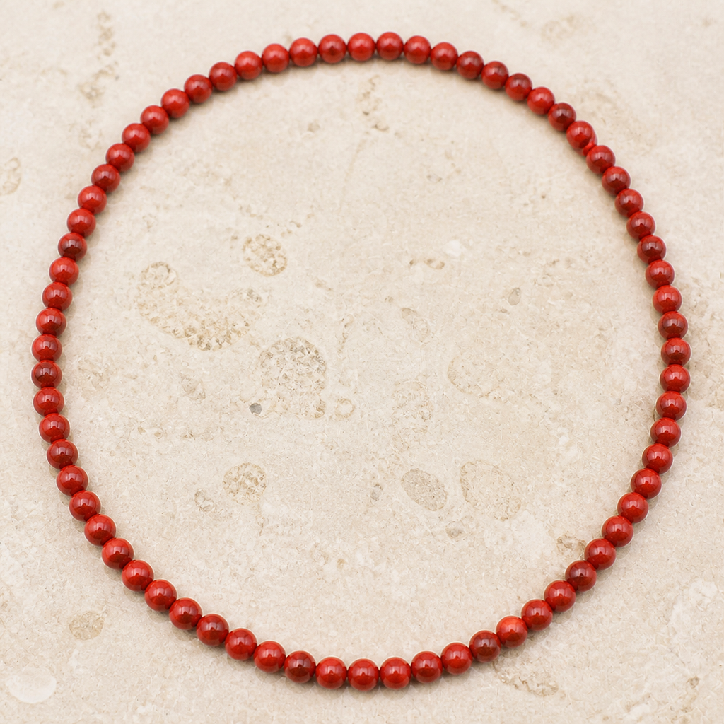 Collier en jaspe rouge 6 mm, 45 cm, vue complète