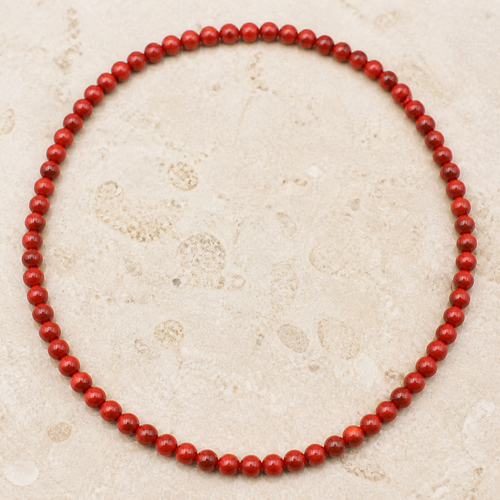 Collier en jaspe rouge 6 mm, 45 cm, vue complète