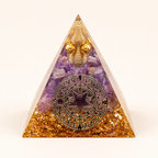 Orgonite pyramide Cercle magique en améthyste - 60 mm