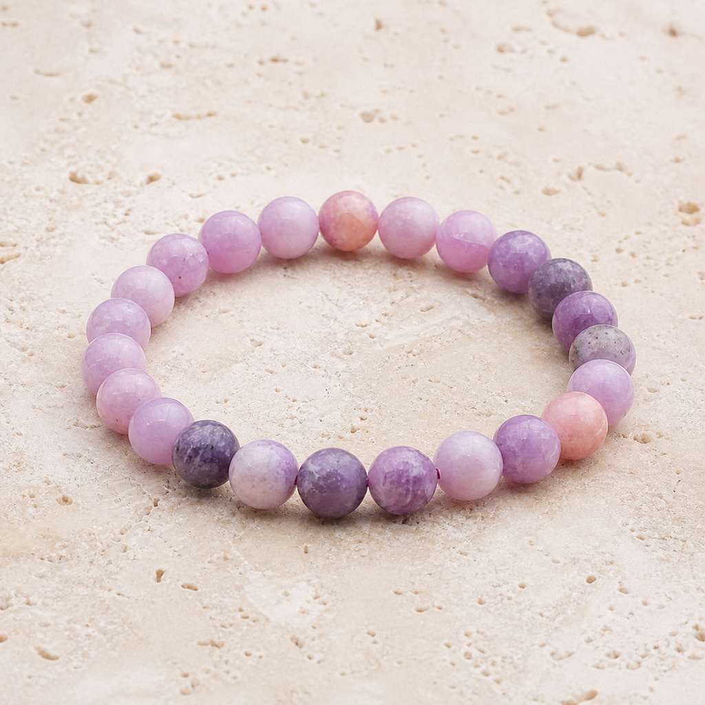 Bracelet en lépidolite 8 mm - 16 à 18 cm