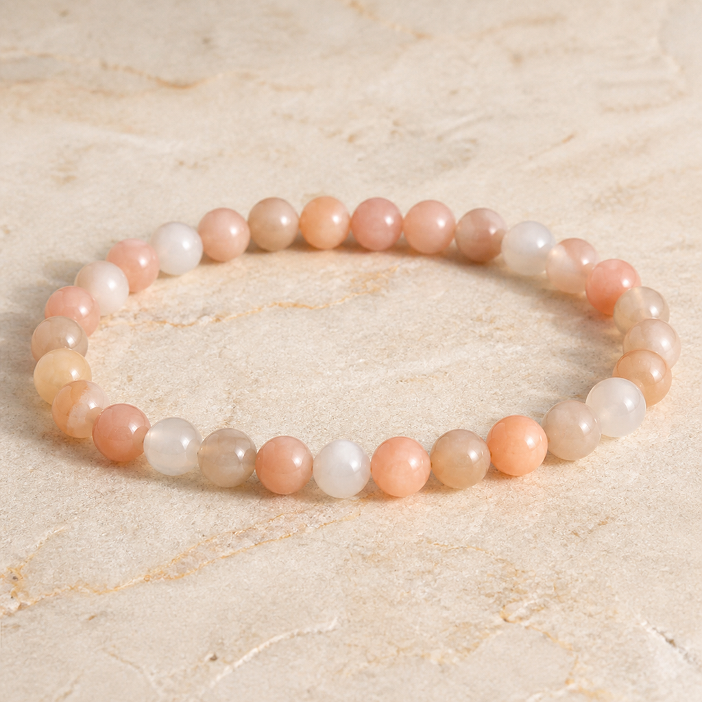 Bracelet en pierre de lune multicolore - Perles de 6 mm