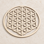 Plaque Fleur de Vie découpée en bois - 20 cm