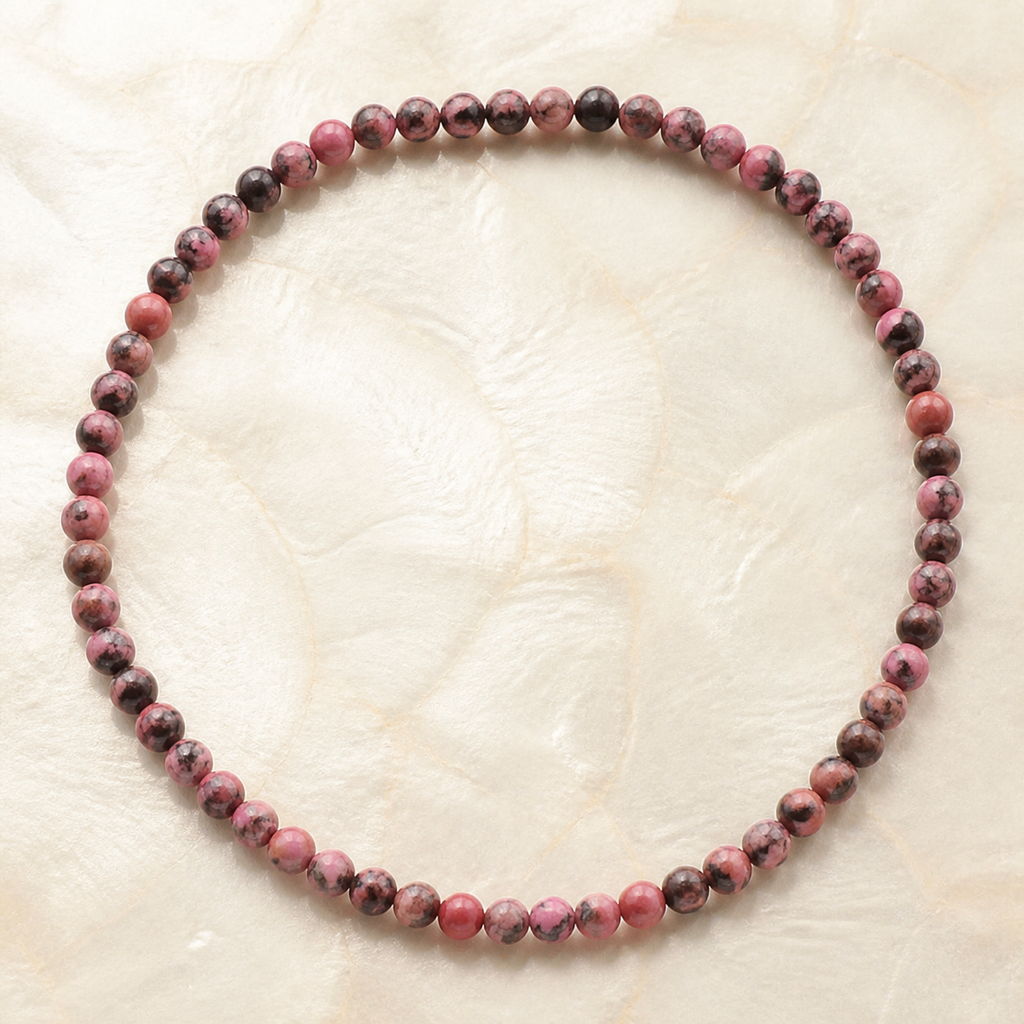 Collier en rhodonite de Madagascar 6 mm - 45 cm