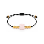 Bracelet doré en quartz rose 8 mm