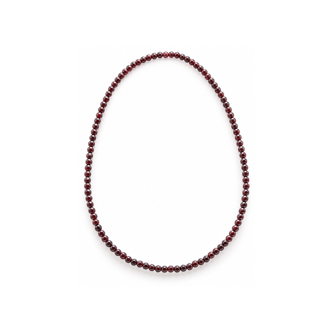 Collier en grenat rouge 4 mm - 45 cm, vue complète sur fond blanc pur