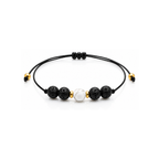 Bracelet doré en howlite et pierre de lave 6 mm