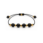 Bracelet doré en obsidienne noire 6 mm