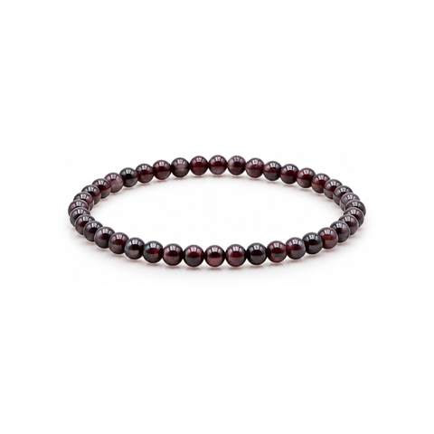 Bracelet en grenat rouge 4 mm, vue complète sur fond blanc pur
