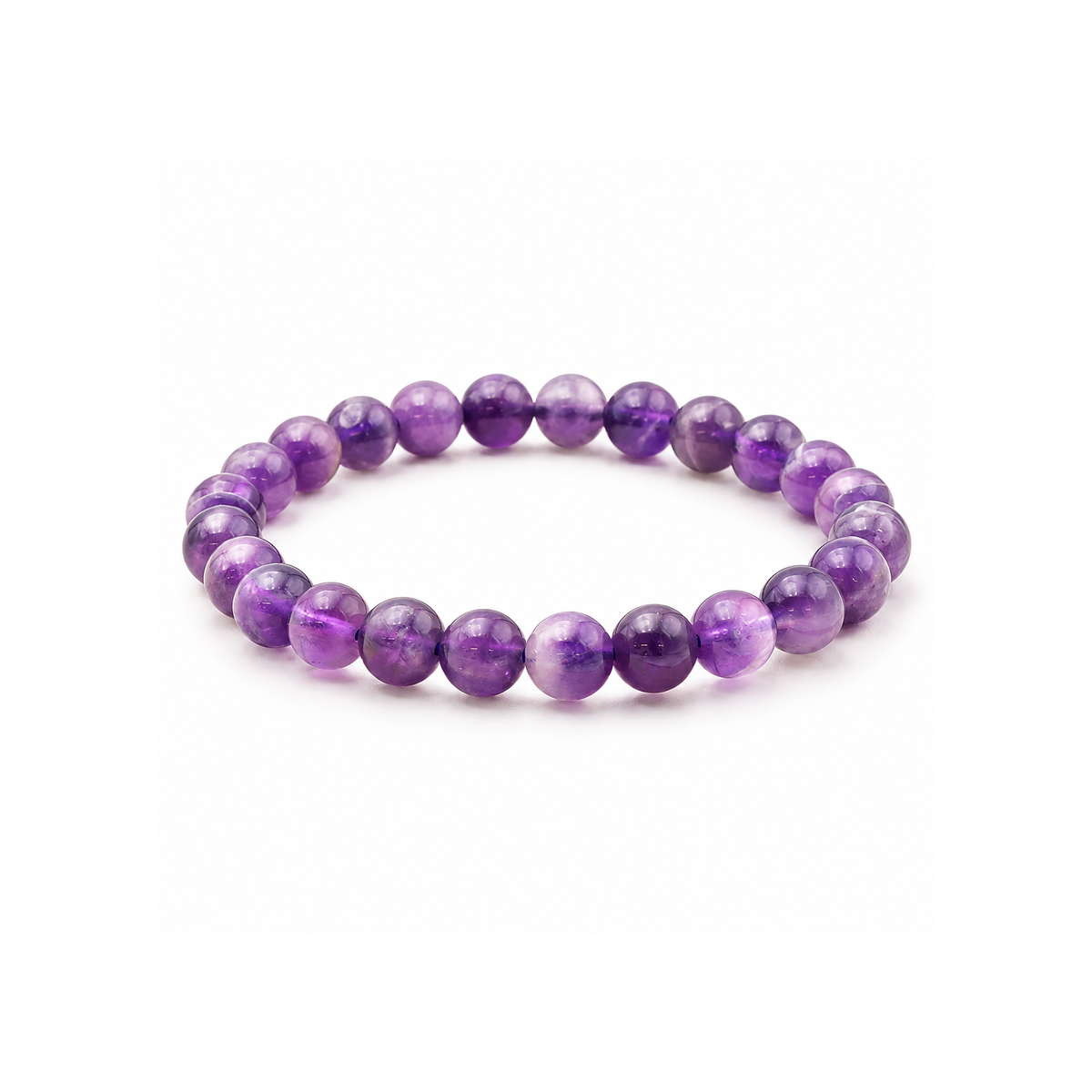 Bracelet en améthyste 6 mm taille 0 : bracelet entier sur blanc