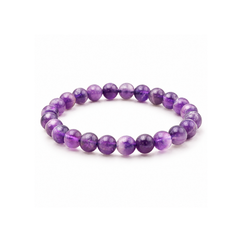 Bracelet en améthyste 6 mm taille 0 : bracelet entier sur blanc