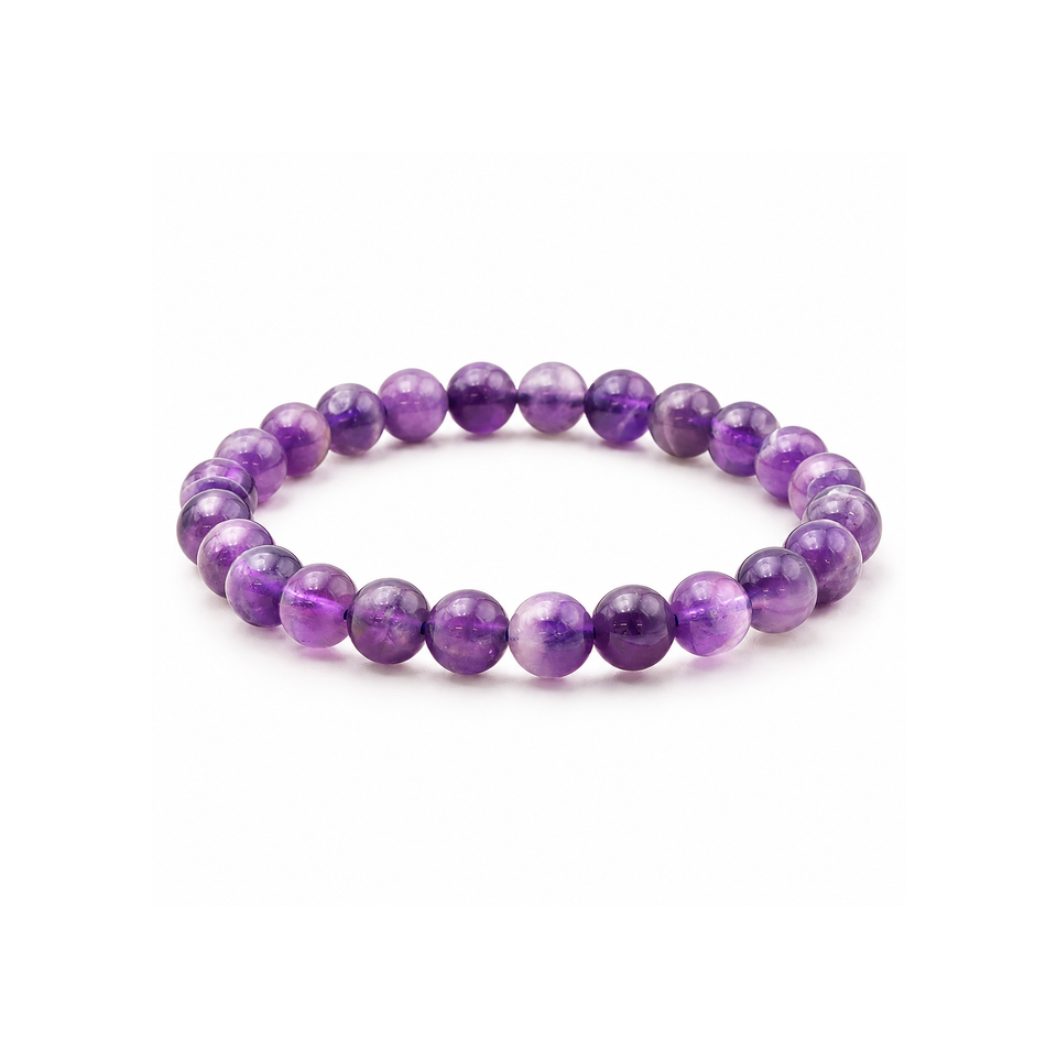 Bracelet en améthyste 6 mm taille 0 : bracelet entier sur blanc