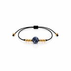 Bracelet doré en sodalite sur cordon noir