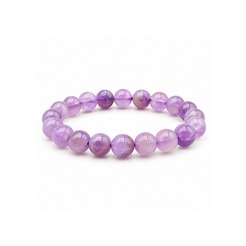 Bracelet en améthyste 8 mm taille 0 : bracelet entier sur blanc