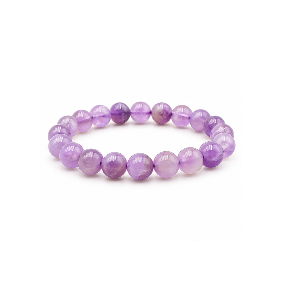 Bracelet en améthyste 8 mm taille 0 : bracelet entier sur blanc