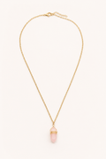 Collier quartz rose doré bohème