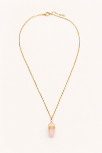 Collier quartz rose doré bohème