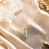 Collier aventurine verte doré boho