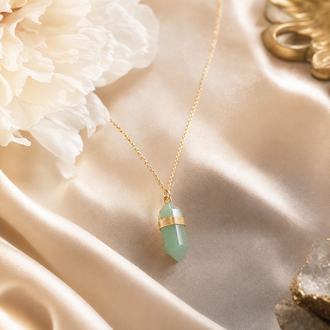 Collier aventurine verte doré boho