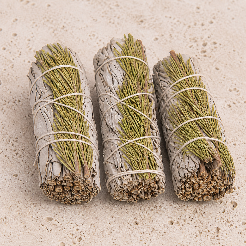Sauge blanche au romarin 10 cm - 3 bâtons, macro de la matière et des détails vérifiés