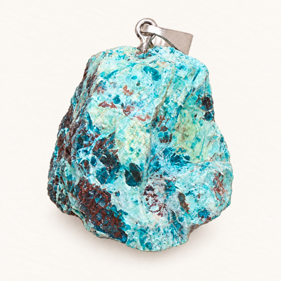 Pendentif brut en chrysocolle du Pérou - 30 à 40 mm