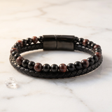 Bracelet Onyx Cuir Noir | MilAura