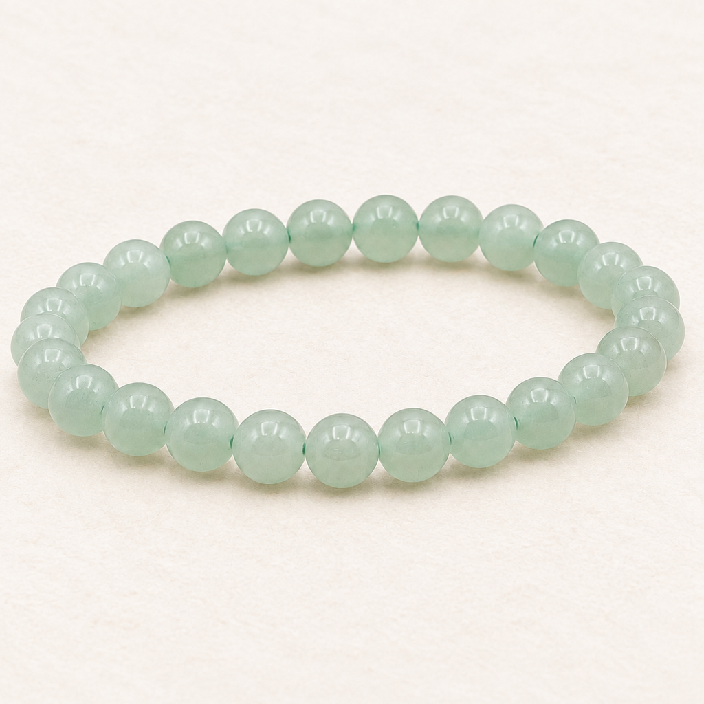 Bracelet en aventurine verte - Perles de 8 mm sur fond Nacre MilAura